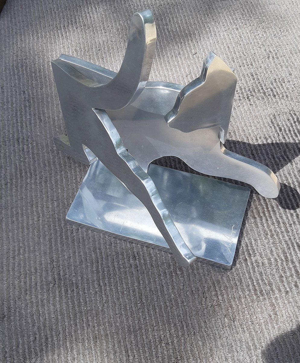 Klaus Meister : Le Chat sculpture en Fonte d'aluminium ex 3/8